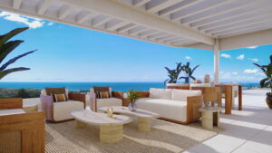 Portada - Terraza atico con vistas al mar de las viviendas de Australy Thera de Neinor Homes comercializada por AEDAS Homes - Al Sol de la Costa